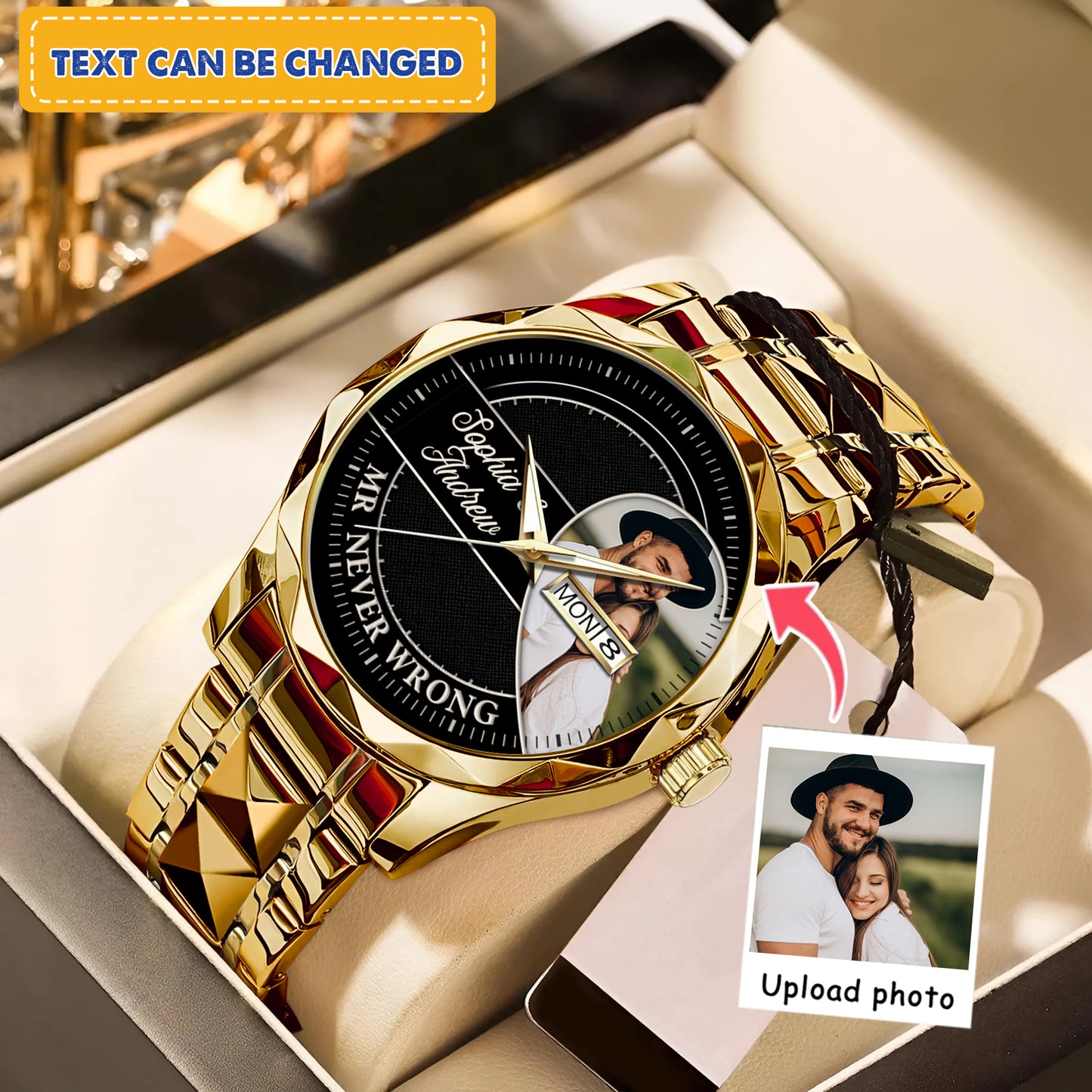 Personalized Heart Couple Photo Keepsake Watches