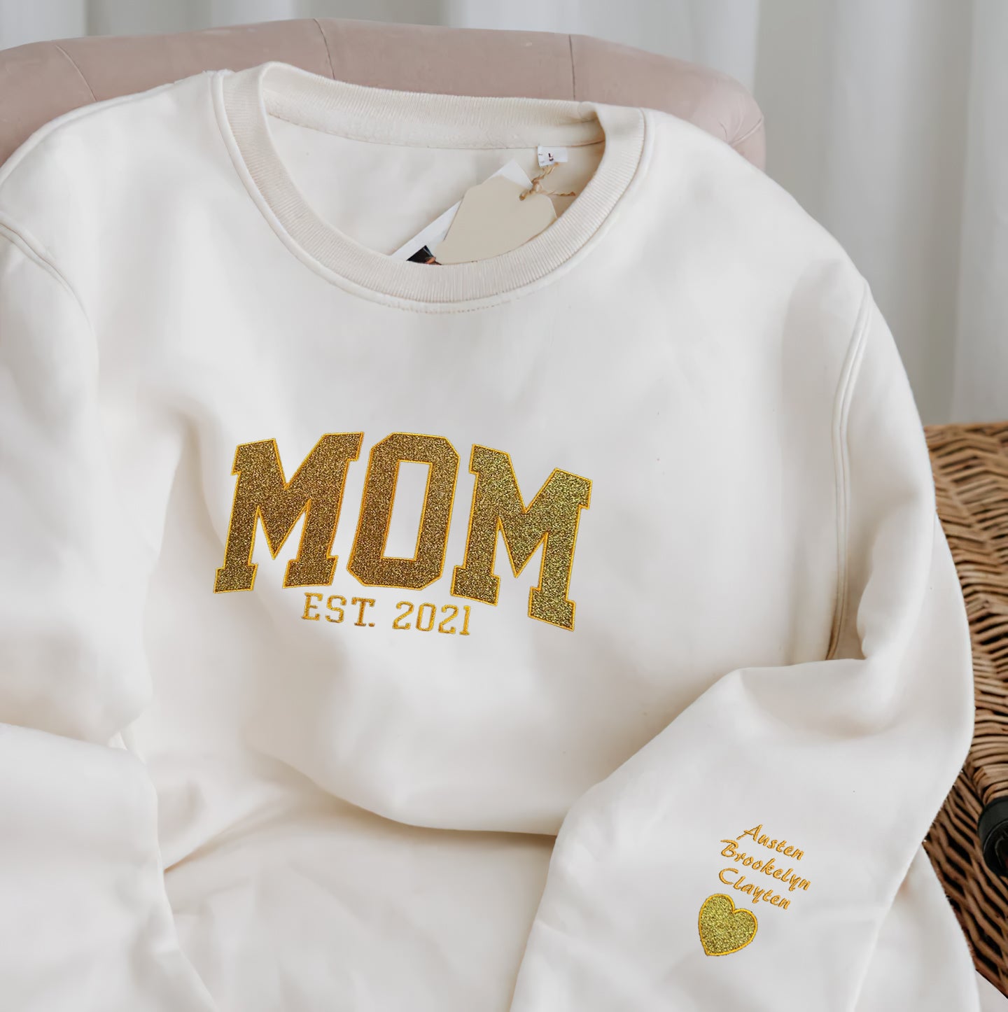 Personalized Embroidered Glitter Hoodie Sweatshirt T-Shirt