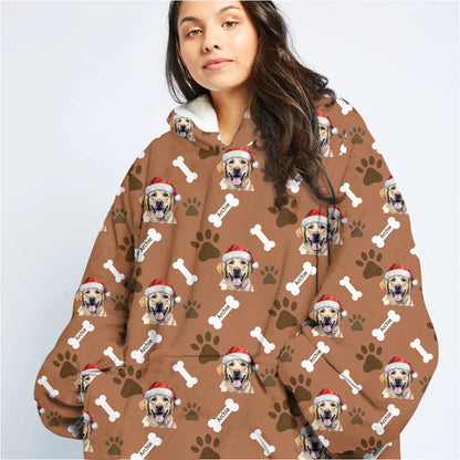 Personalized Pet Christmas Oodie Blanket Hoodie