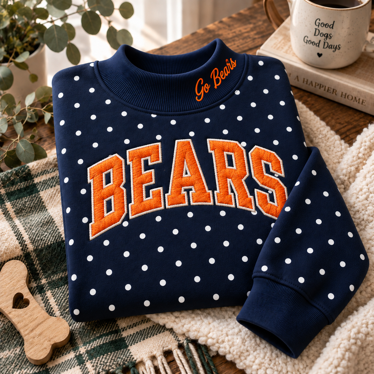 Personalized Football Team Embroidered Polka Dot Sweatshirt