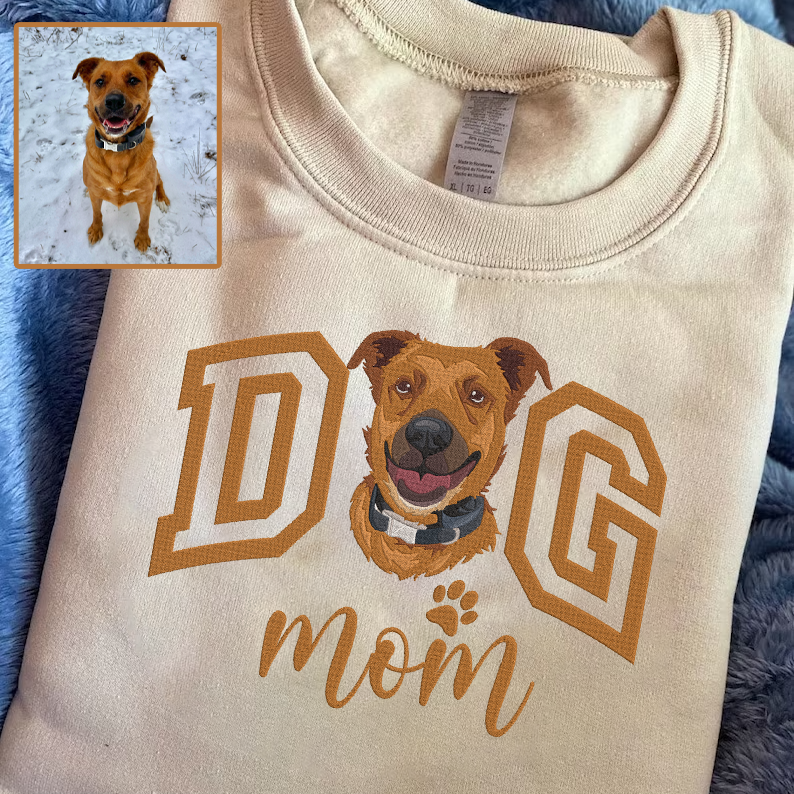 Embroidered Dog Cat Mom Hoodie Sweatshirt T-Shirt