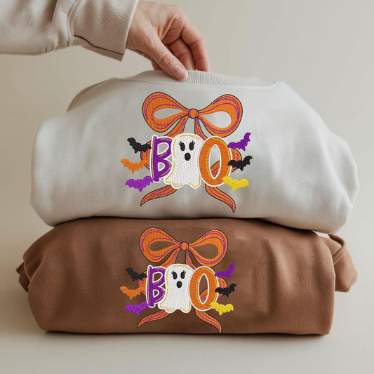 Halloween Personalized Embroidered Spooky Cute "Boo" Hoodie Sweatshirt T-Shirt