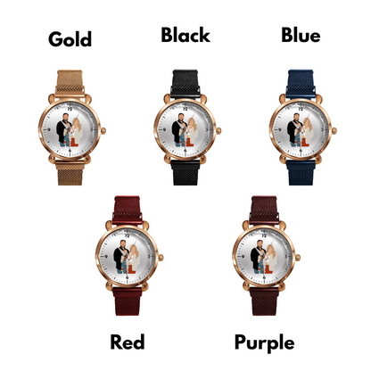 Mother's Day Father's Day Personalized Family Photo Mesh Strap Quartz Watch