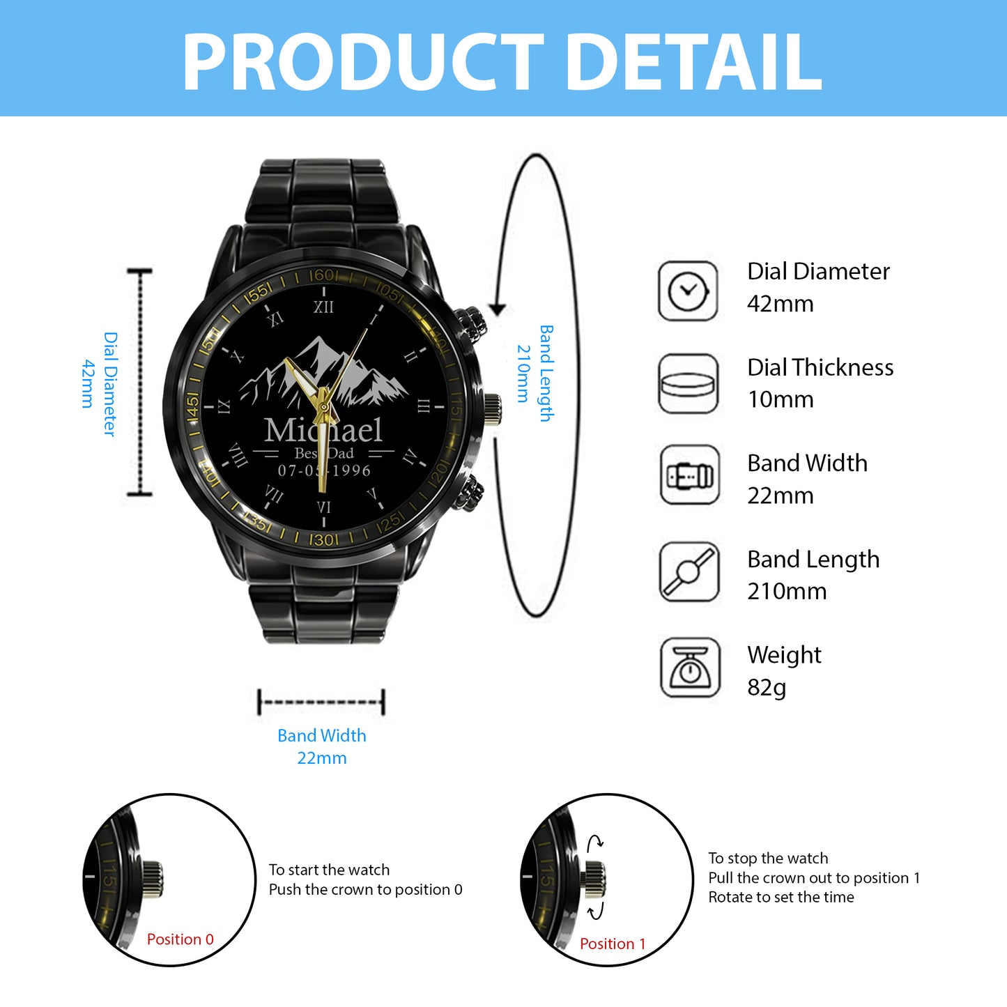 Father's Day Gift For Dad Best Dad Silver Mountain Limited Edition Watch