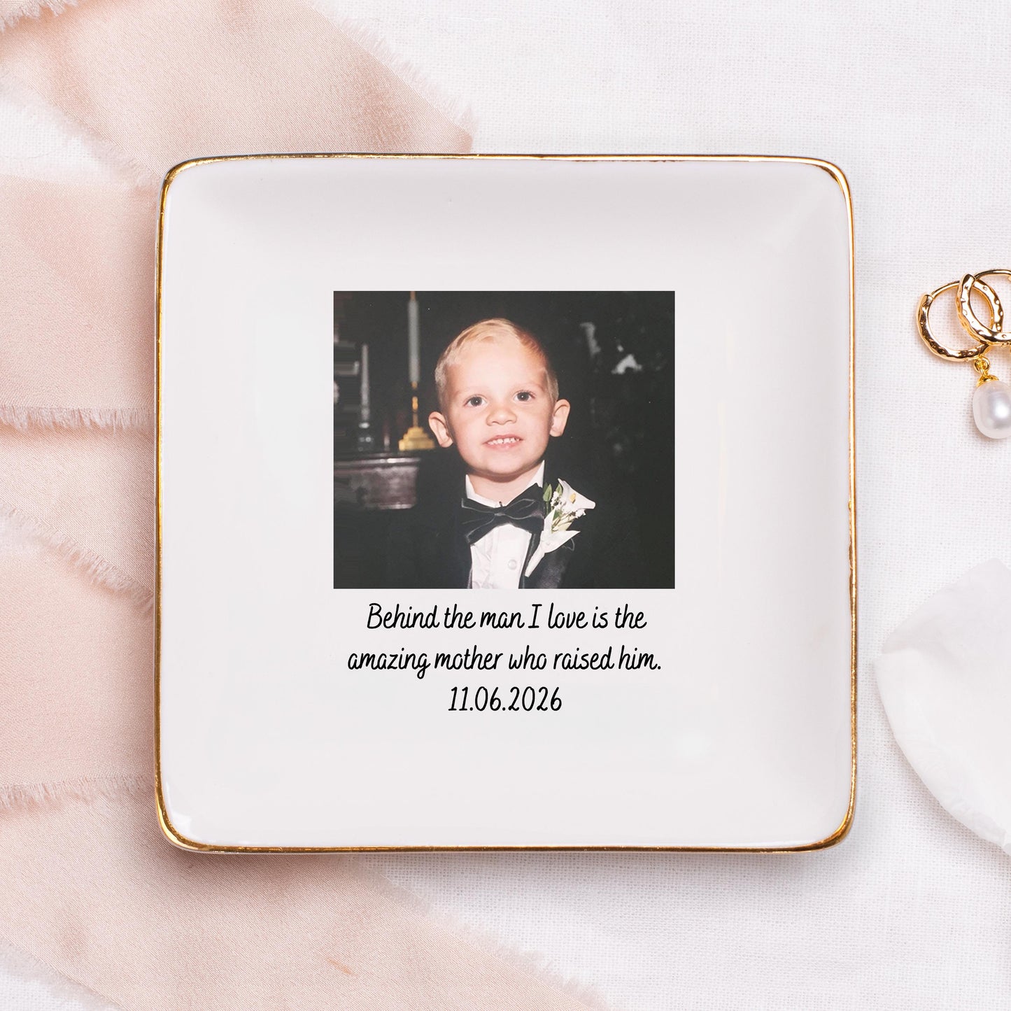 Personalized Mom Photo Jewelry Dish: Ceramic Trinket Tray Gift for Mom, Thank You Grandma, Birthday Ring Dish Gift, Mom Gift from Daughter