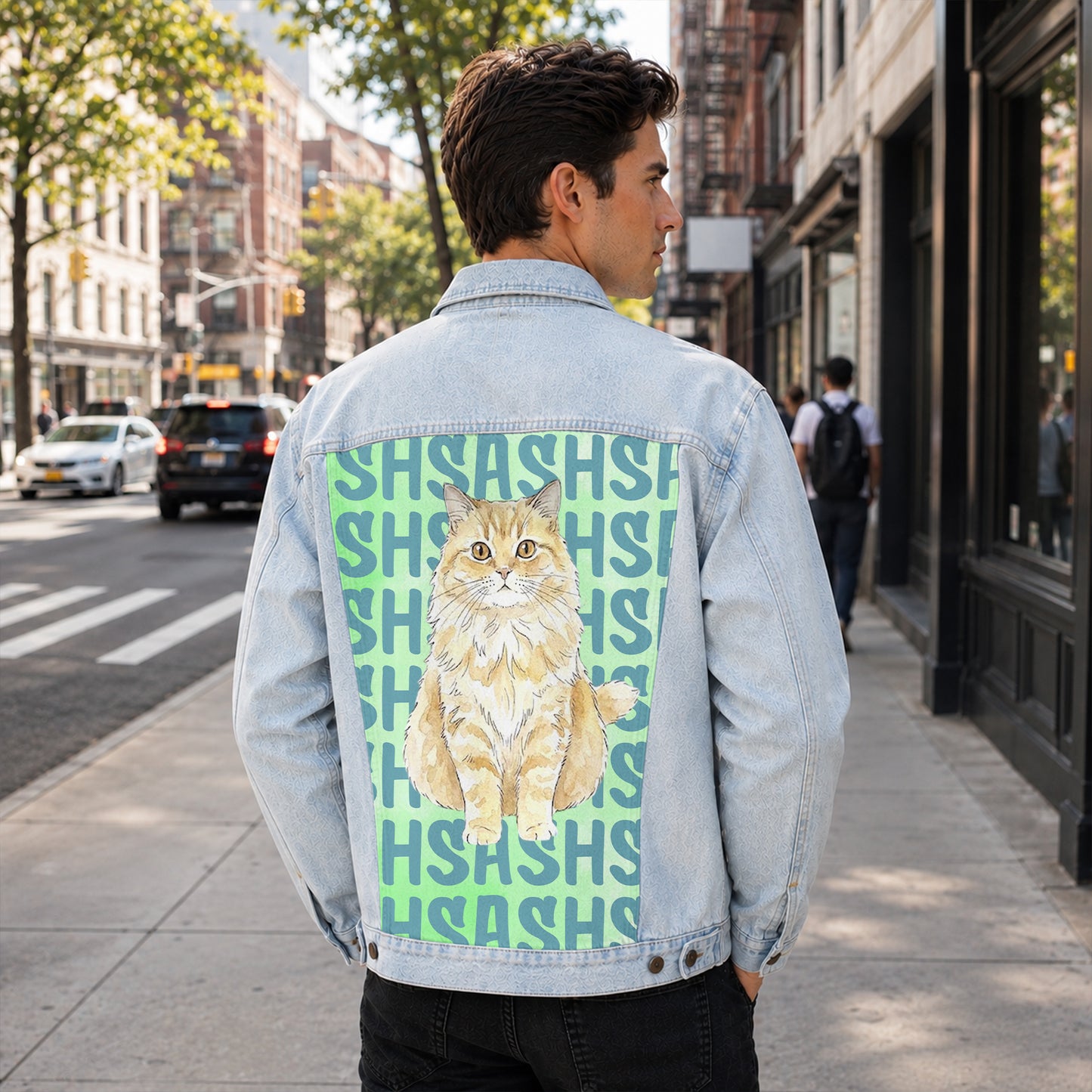 Custom Pet's Photo & Name Printed Denim Jacket