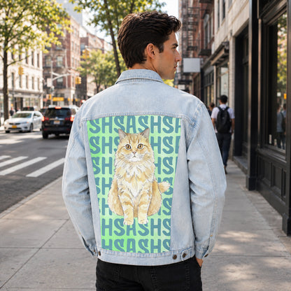 Custom Pet's Photo & Name Printed Denim Jacket