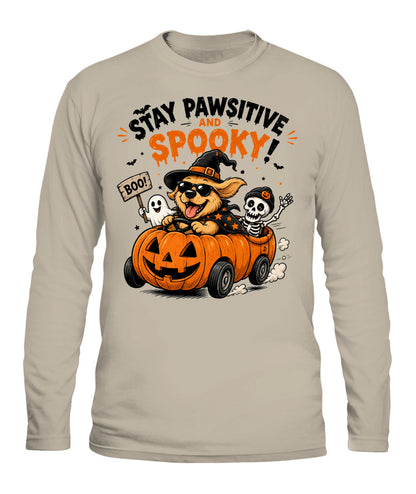 Halloween Custom Dog Breed Stay Pawsitive And Spooky Printed Graphic Sweatshirt T-Shirt