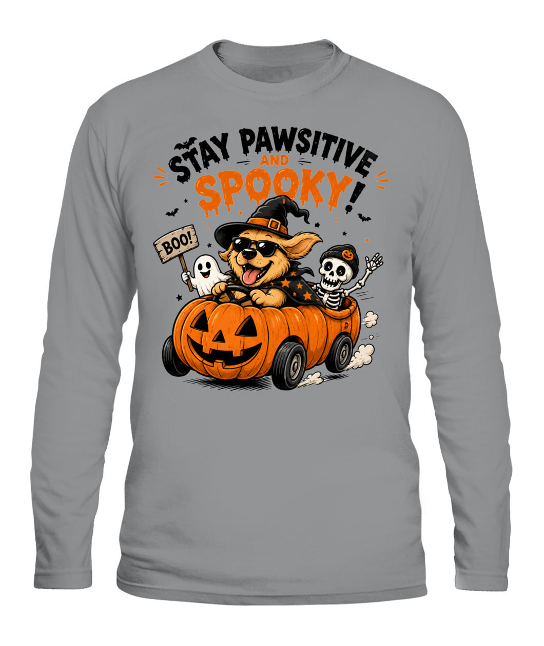 Halloween Custom Dog Breed Stay Pawsitive And Spooky Printed Graphic Sweatshirt T-Shirt