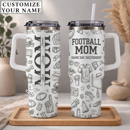 Football Mom Game Day Excitement - Personalized 40oz Tumbler