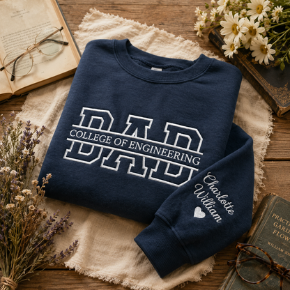 Custom Mom Dad Embroidered Sweatshirt With Names, Personalized Matching Family Crewneck, Custom Gift For Parents, Father's Day Gift