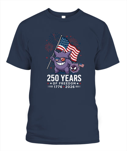 Gengar Gastly 250 Years of Freedom 1776–2026 Patriotic Printed Graphic Hoodie Sweatshirt T-Shirt