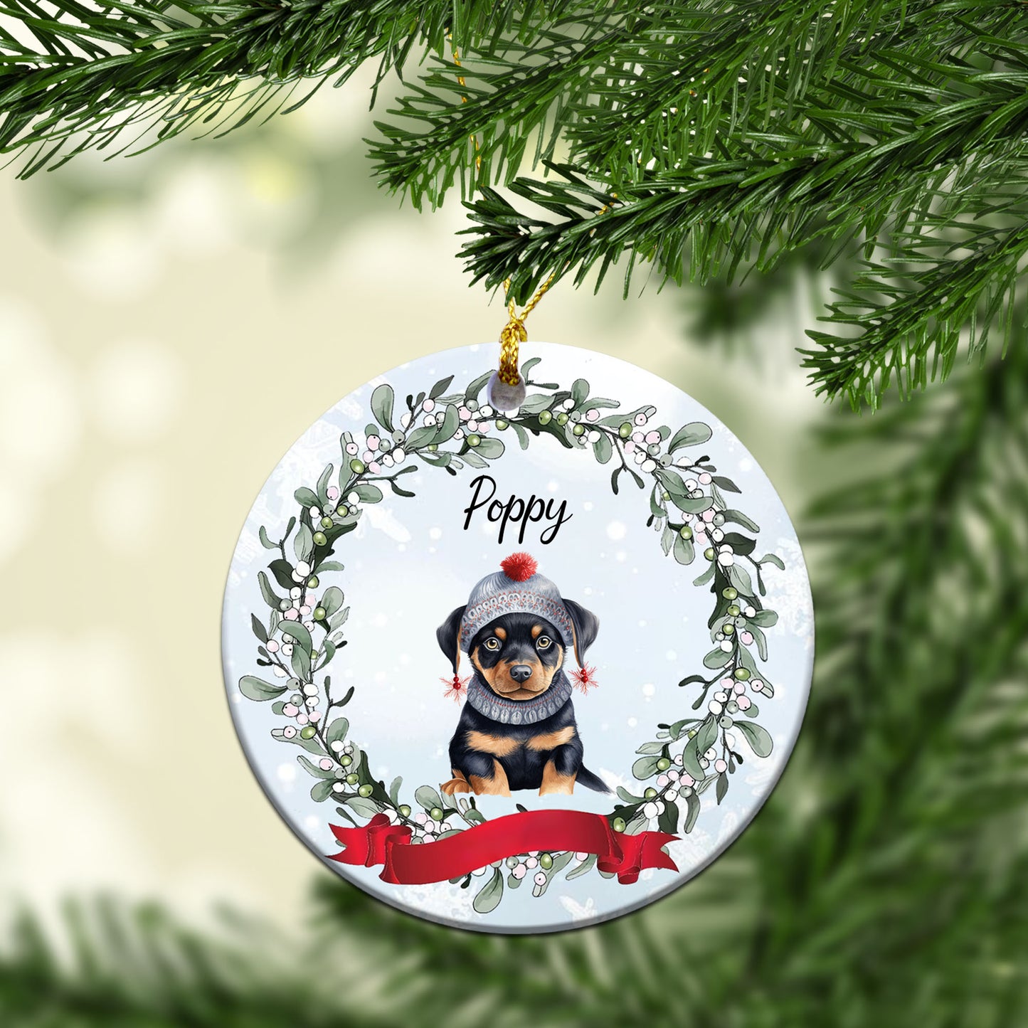 Personalized Pup In Ugly Sweater Custom Ceramic Ornament