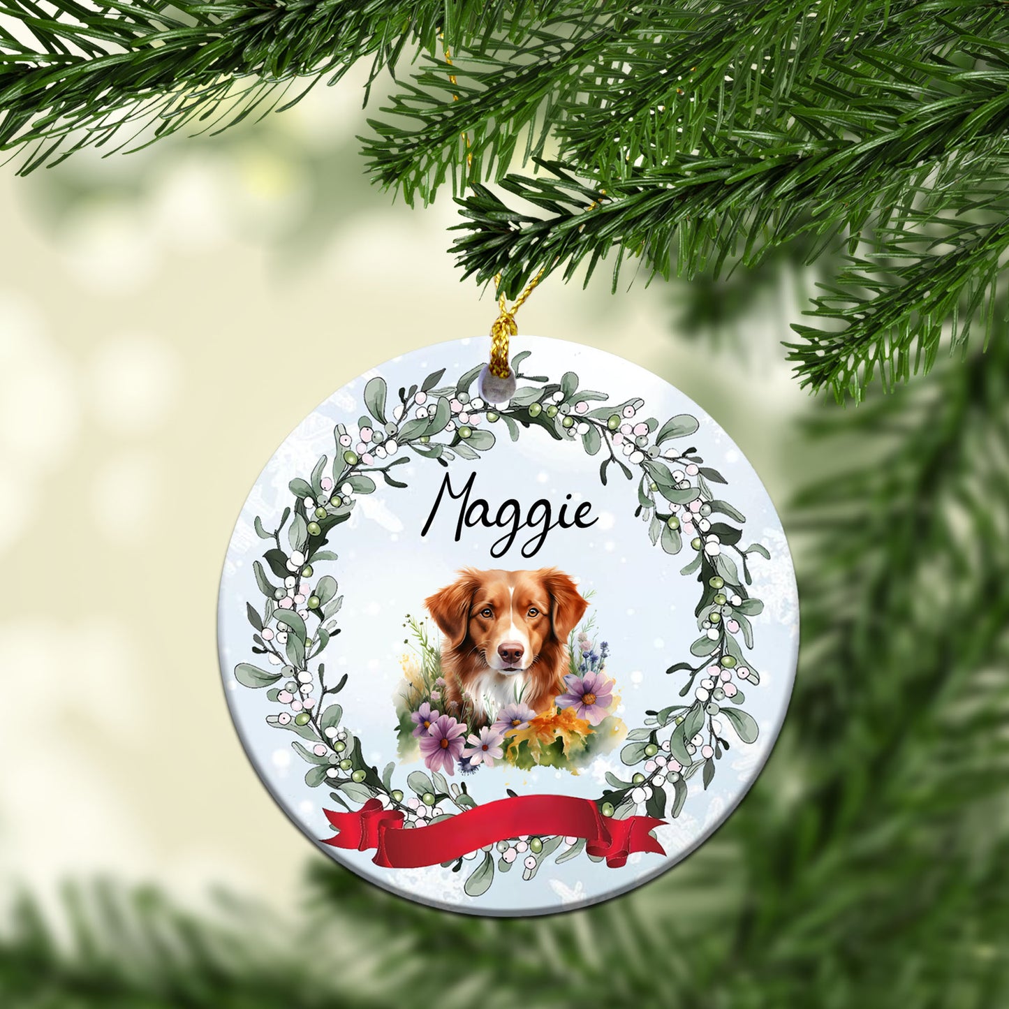 Personalized Pet flower Custom Ceramic Ornament