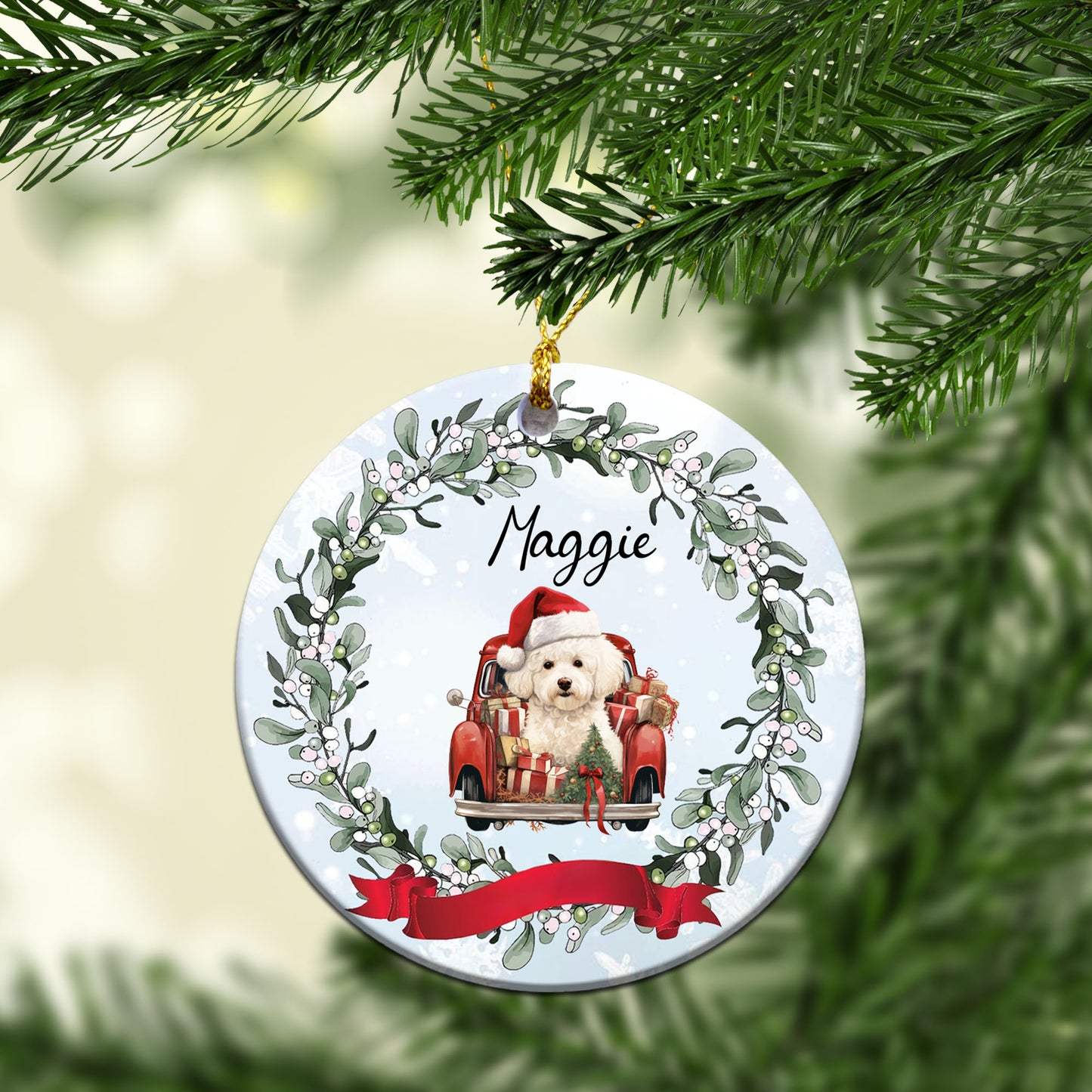 Personalized Dog Car Custom Ceramic Ornament