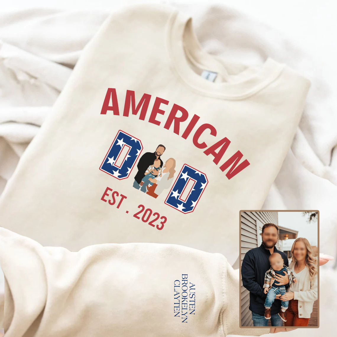 American Dad Personalized Printed Family Photo Hoodie Sweatshirt T-Shirt