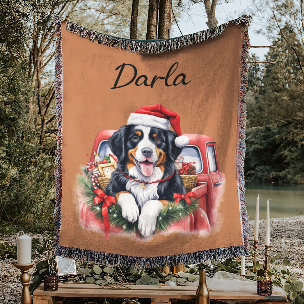 Personalized Pet Christmas Car Woven Blanket