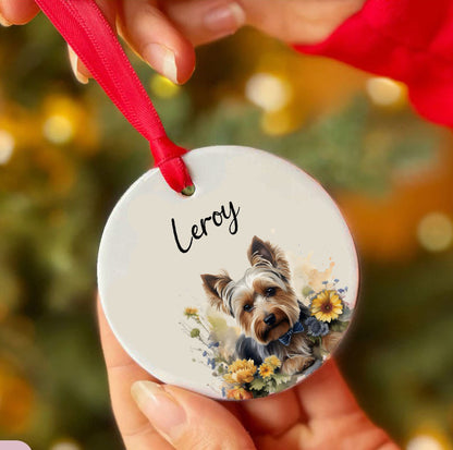 Personalized Pet Flower Custom Ceramic Ornament