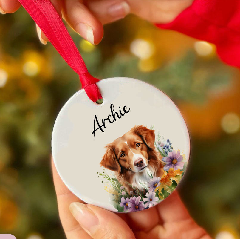 Personalized Pet Flower Custom Ceramic Ornament