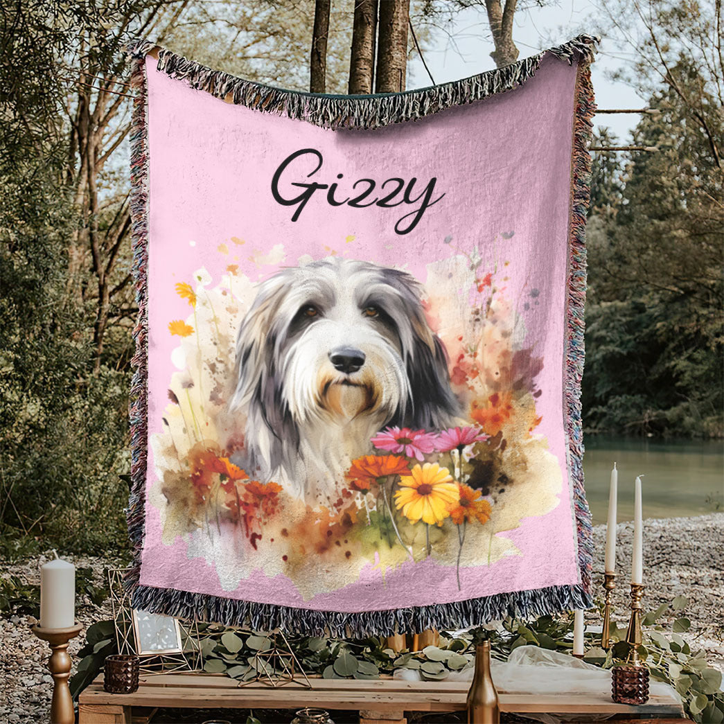 Personalized Pet Flower Christmas Woven Blanket