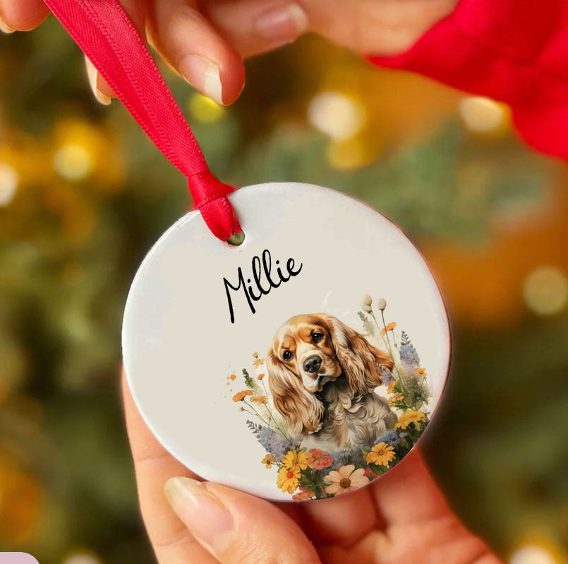 Personalized Pet Flower Custom Ceramic Ornament