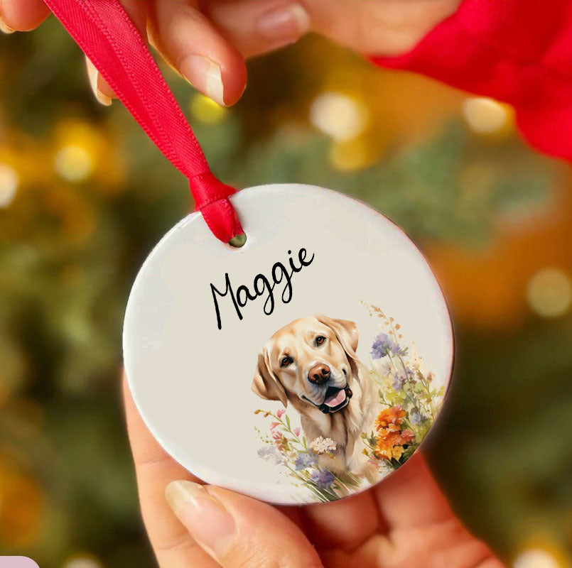 Personalized Pet Flower Custom Ceramic Ornament