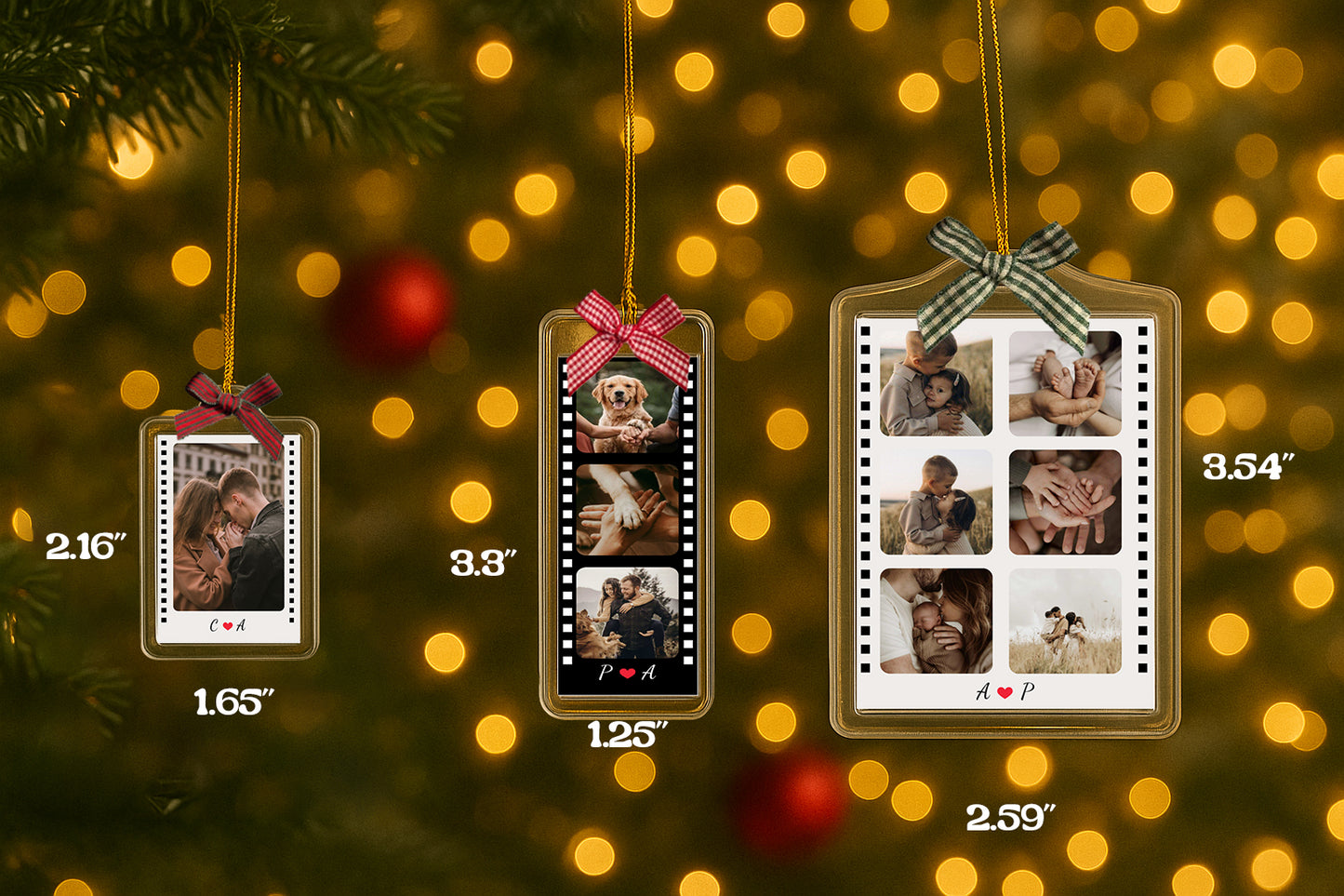 Personalized Photo Strip Christmas Keychain Ornament