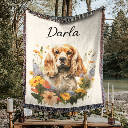 Personalized Pet Flower Christmas Woven Blanket