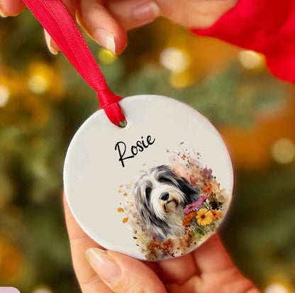 Personalized Pet Flower Custom Ceramic Ornament