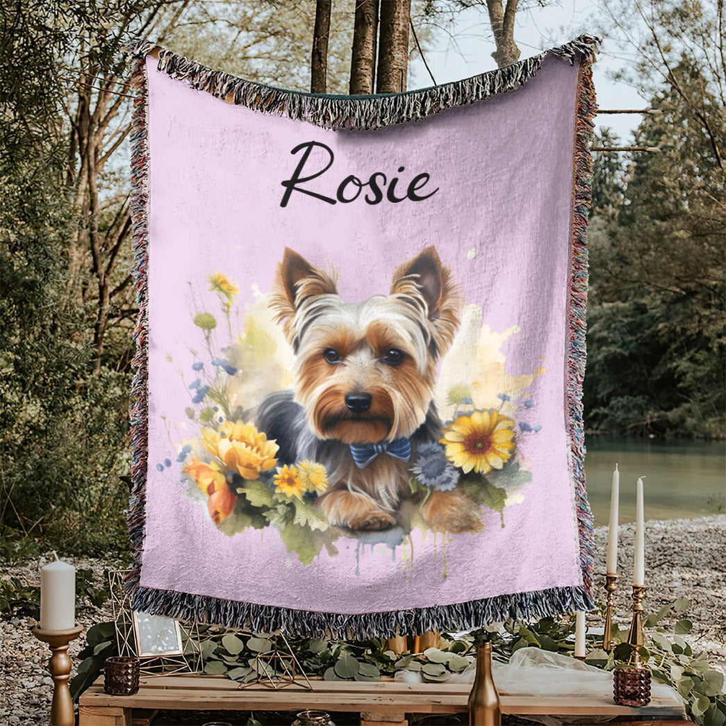 Personalized Pet Flower Christmas Woven Blanket