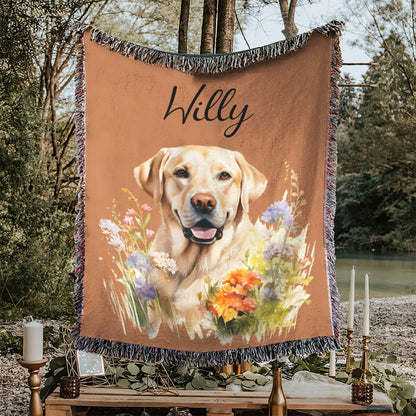 Personalized Pet Flower Christmas Woven Blanket