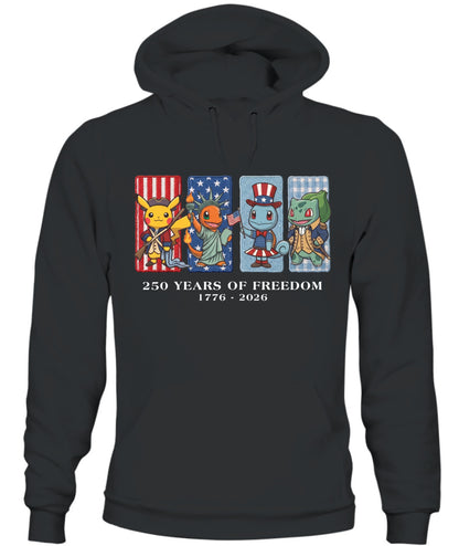 PKM 250 Years of Freedom 1776–2026 Patriotic Printed Graphic Quarter-Zip Sweatshirt, Hoodie Sweatshirt T-Shirt