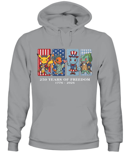 PKM 250 Years of Freedom 1776–2026 Patriotic Printed Graphic Quarter-Zip Sweatshirt, Hoodie Sweatshirt T-Shirt
