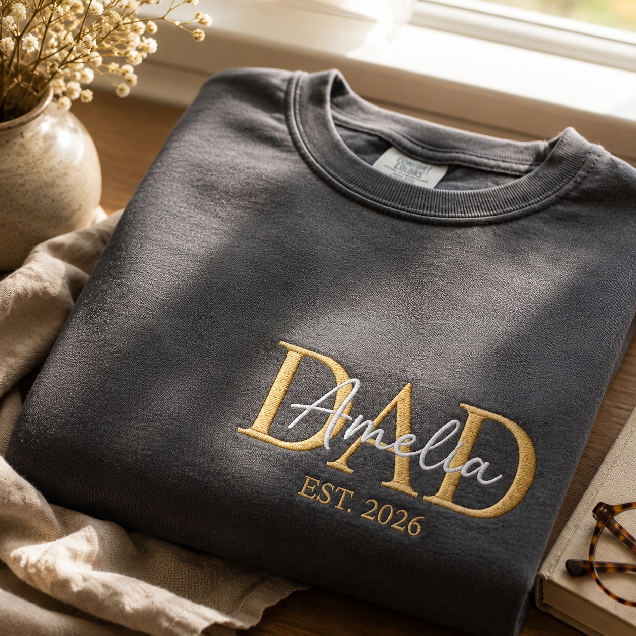 Embroidered Custom Dad Shirt, Pregnancy Announcement Shirt for Dad, Personalized Dad With Name, Girl Dad Gift From Parents