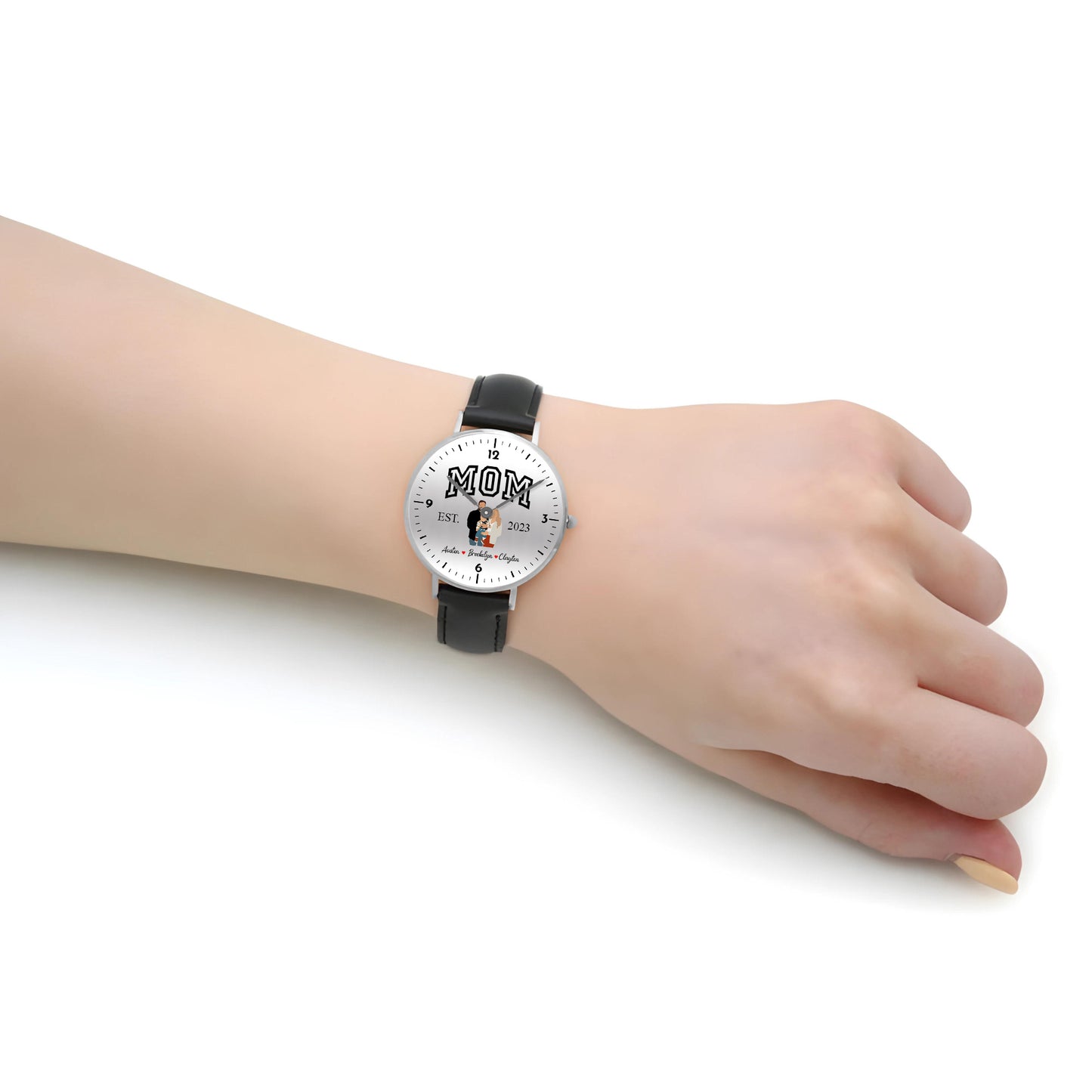 Mother's Day Personalized Family Photo & Kids’ Names Quartz Watch