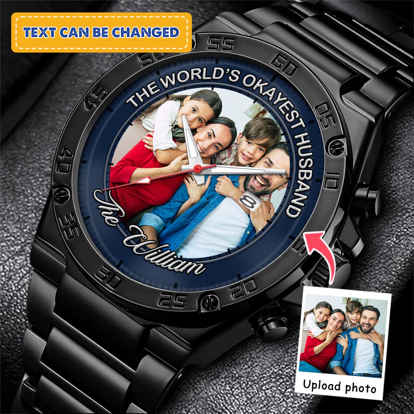 The World's Okayest Husband Personalized Photo Watch