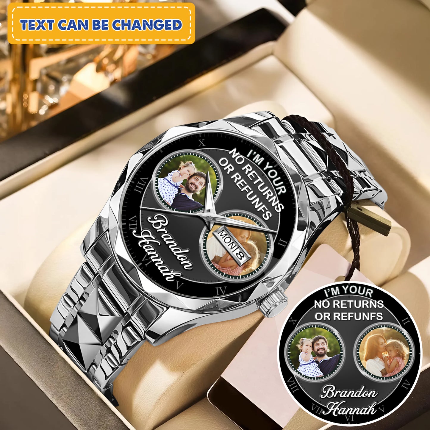 Father's Gift For Daddy Family Personalized Photo Watch