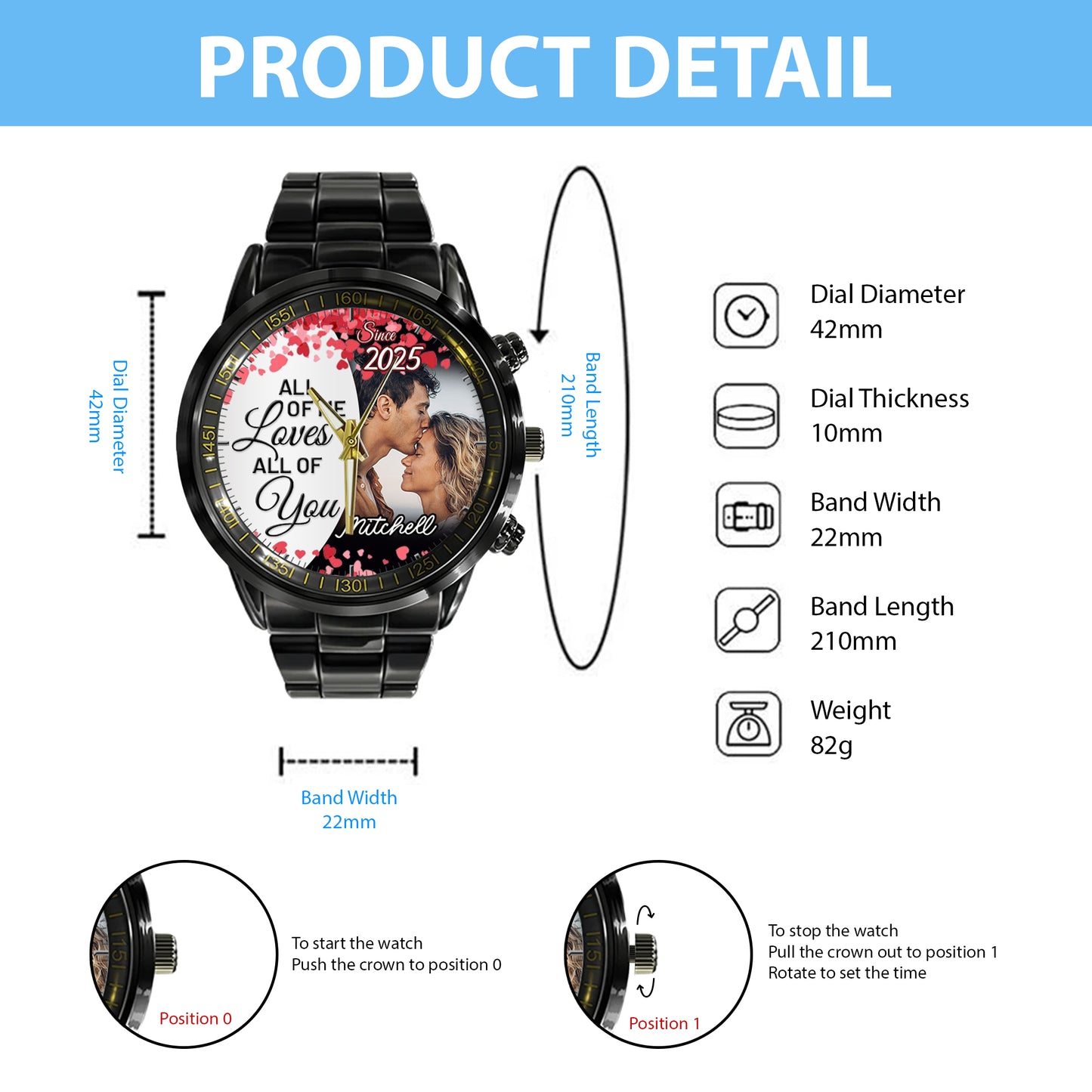 Personalized Love Blooms Photo Keepsake Memory Watches
