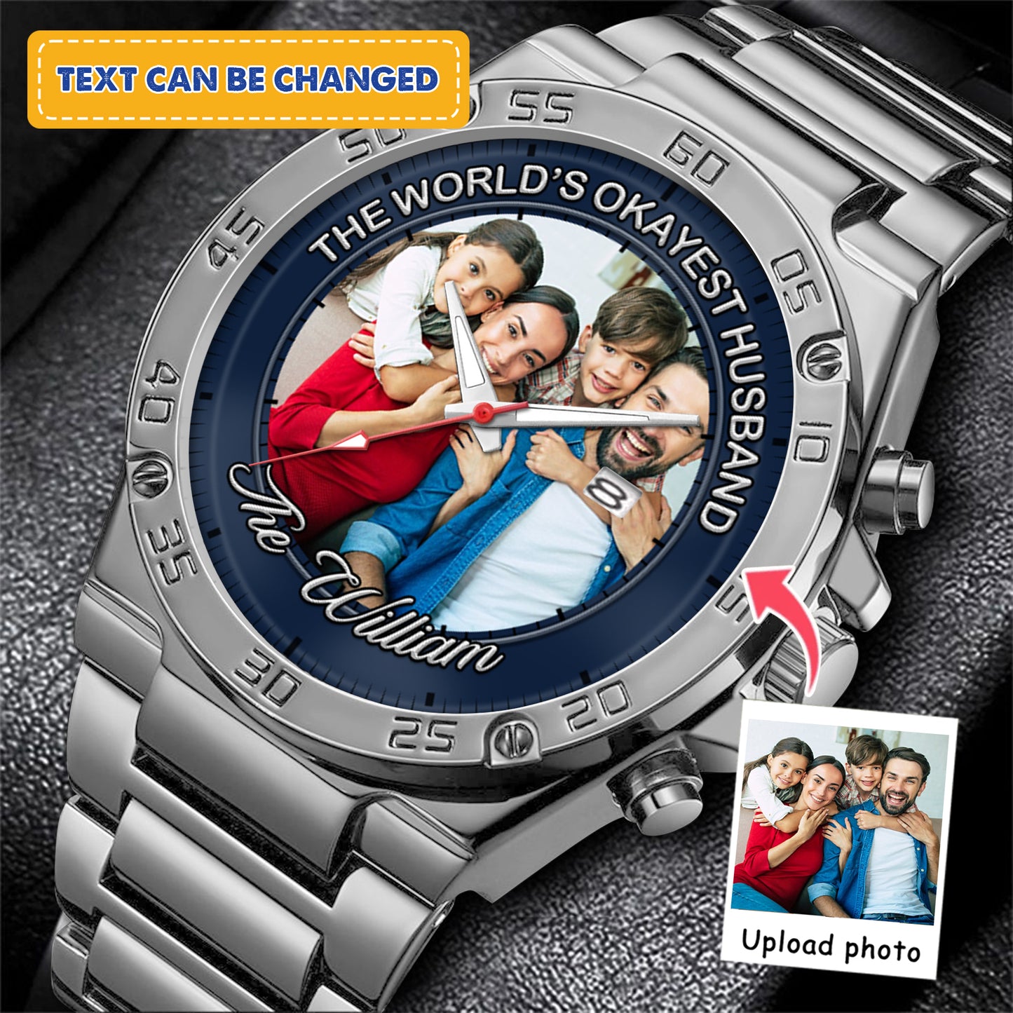 The World's Okayest Husband Personalized Photo Watch