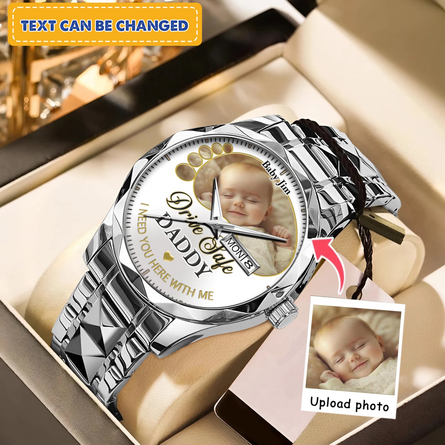 Drive Safe Daddy - Custom Stainless Steel Black Metal Watch