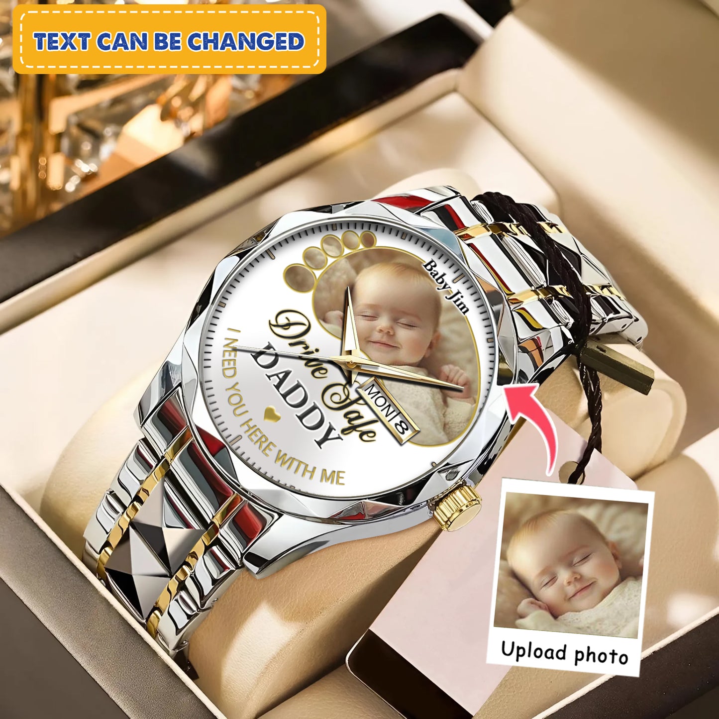 Drive Safe Daddy - Custom Stainless Steel Black Metal Watch