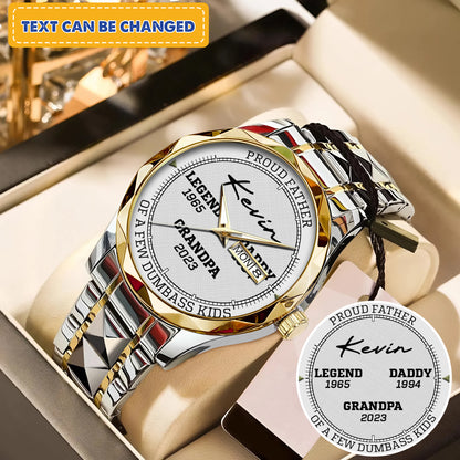 Personalized Legend Since - Custom Stainnless Steal Black Metal Father Watch