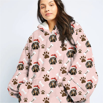 Personalized Pet Christmas Oodie Blanket Hoodie