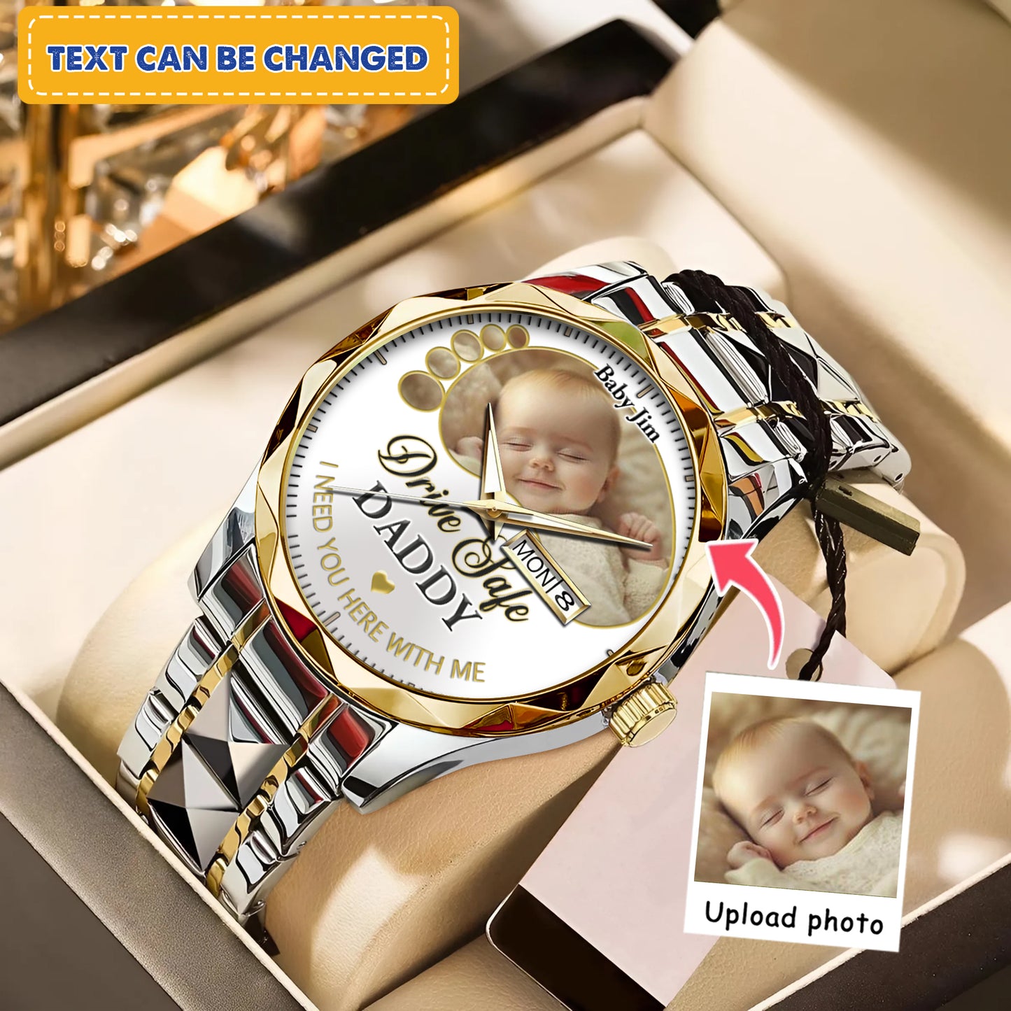 Drive Safe Daddy - Custom Stainless Steel Black Metal Watch