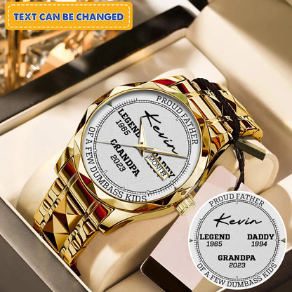 Personalized Legend Since - Custom Stainnless Steal Black Metal Father Watch