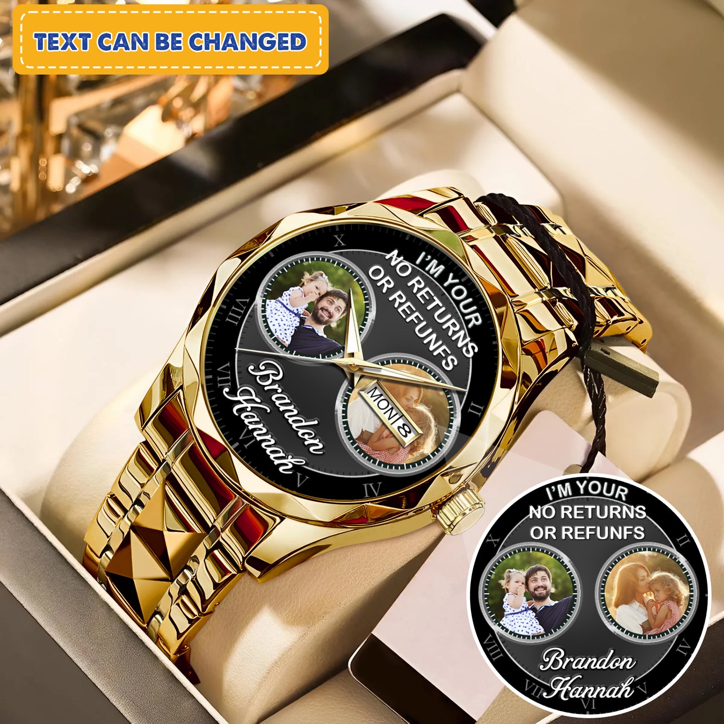 Father's Gift For Daddy Family Personalized Photo Watch