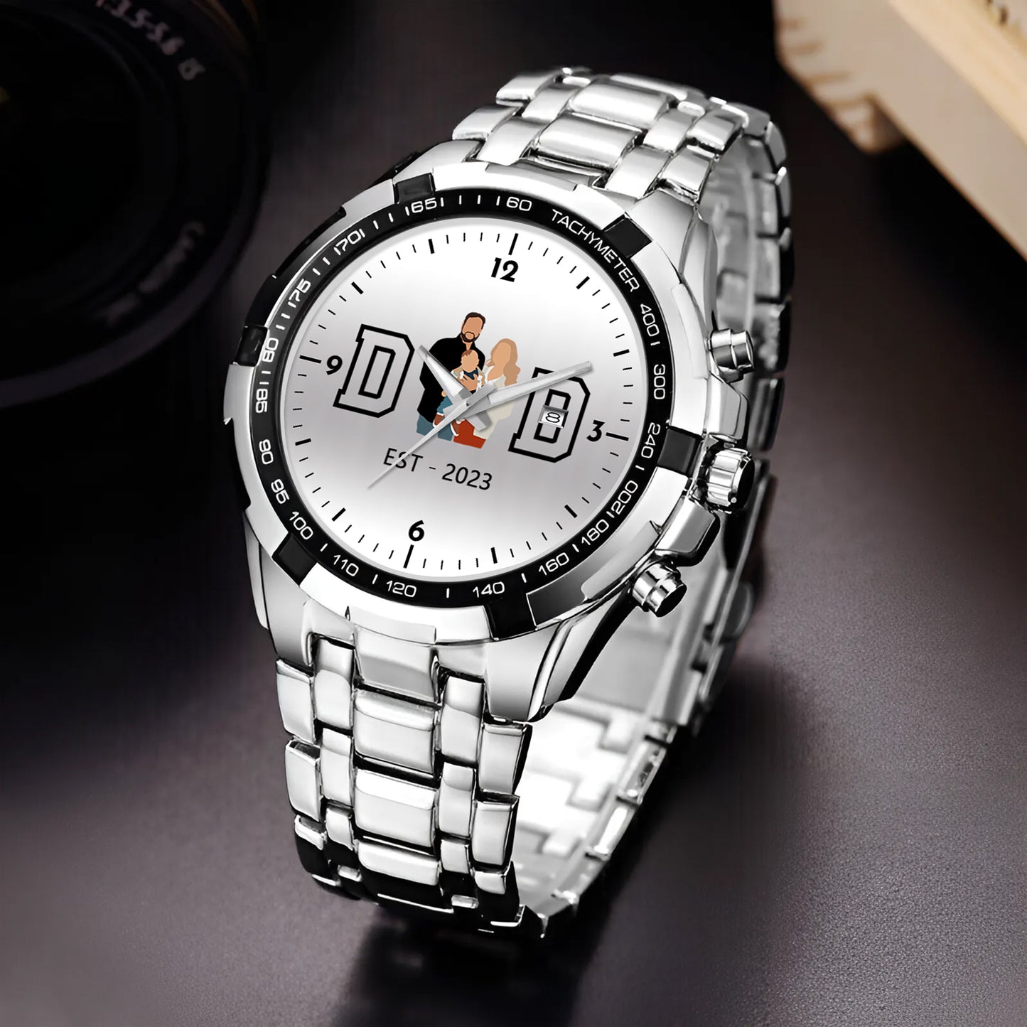 Personalized Alloy Dad Quartz Watch with Family Photos