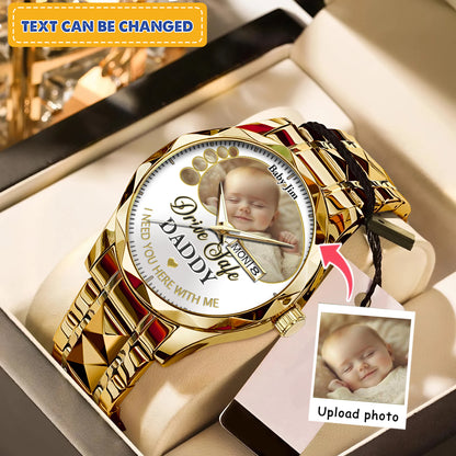 Drive Safe Daddy - Custom Stainless Steel Black Metal Watch