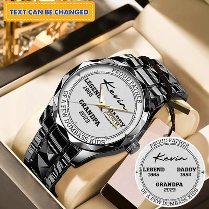 Personalized Legend Since - Custom Stainnless Steal Black Metal Father Watch
