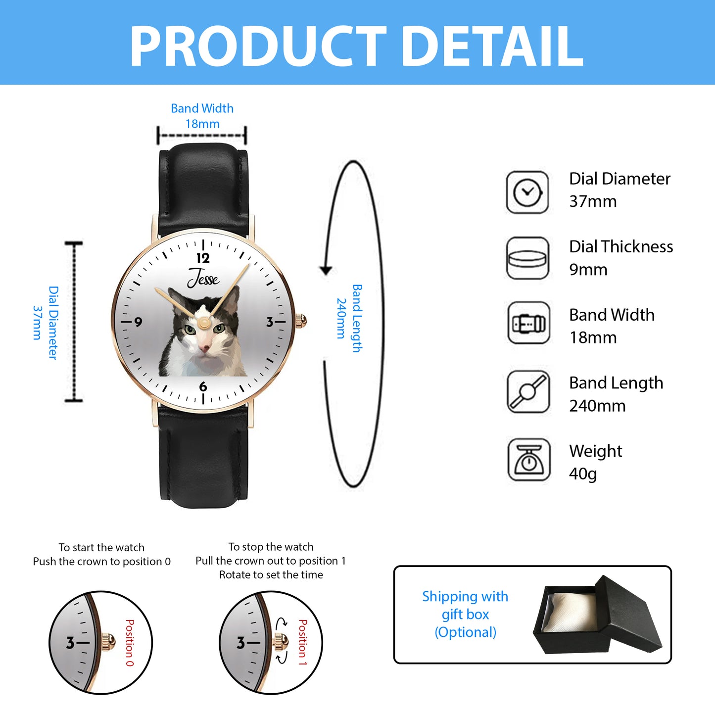 Personalized Pet Portrait Quartz Watch